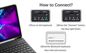 Teclado Bluetooth Inalámbrico Recargable con Ranura para Lápiz y Funda de Cuero TPU para iPad Pro 2022 - Product Image 3