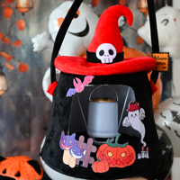 Panier à bonbons d'Halloween très vendu pour le jeu de la friandise ou du truc, peluches d'horreur, sac à main, bougie en forme de crâne, jouet en peluche, seau cadeau