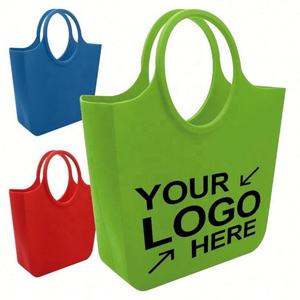 ถุงผ้าซิลิโคนปกป้องสิ่งแวดล้อมสำหรับผู้หญิงกระเป๋าช็อปปิ้งทำจากซิลิโคนเกรดอาหารมีโลโก้ตามสั่ง - Product Image 1