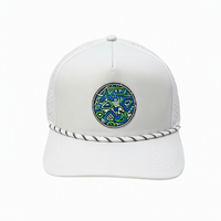 Casquette de baseball en polyester imperméable à 5 panneaux avec logo personnalisé en PVC caoutchouc, perforée au laser, pour le golf, le sport et les activités de plein air, nouvelle mode