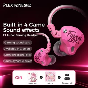 Audífonos para Juegos PLEXTONE F1, Intrauriculares con Micrófono, Interfaz Tipo-C, Cable de 120 cm, Controlador Dinámico de Metal, 6 Modos de Sonido para Juegos - Product Image 2