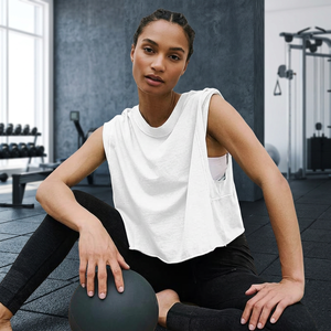 Custom Women Workout <b>Tank</b> <b>Tops</b> Oversized Short Crop Sleeveless Tee <b>Loose</b> Fit Boxy Casual Breathable Summer 100% Cotton Quick Dry - Product Image 3