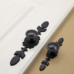 Poignées de tiroir et boutons de meuble décoratifs en alliage de zinc, style feuille, pour armoires de cuisine et placards - Product Image 1