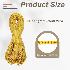 Cordon métallique tressé de 2 mm, or brillant, pour emballages cadeaux, sacs, décorations de Noël, corde artisanale non extensible, imperméable - Product Image 2