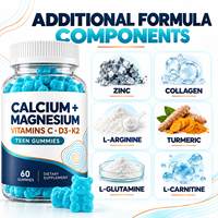 Gummies de calcium et magnésium pour adolescents sous marque privée avec vitamines C, D3, K2, zinc et curcuma – 60 unités – Complément quotidien pour la santé osseuse – OEM/ODM
