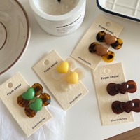 Lot de pinces à cheveux doubles en acétate motif écaille de tortue jaune, style mature, doux et épicé, pour mèches latérales