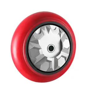 Ruedas de PU rojas de alta resistencia, ruedas de PU industriales de 3, 4, 5, 6 y 8 pulgadas