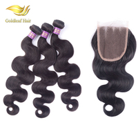 Lot de 3 mèches de cheveux humains bouclés profonds, cheveux vierges, 3 paquets de mèches brésiliennes bouclées 12A avec closure en dentelle