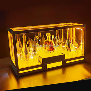 Rechargeable Warm Yellow LED Wine Display Case, Large/Small 3-Groove XO Brandy Bottle Holder - Product Image 1