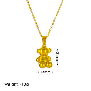 Ensemble de bijoux pendentif petit <span class=keywords><strong>ours</strong></span> plaqué or 18 carats - Pendentif, boucles <span class=keywords><strong>d</strong></span>'oreilles <span class=keywords><strong>et</strong></span> collier en acier inoxydable, édition anniversaire - Product Image 5