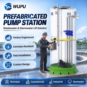 Station <span class=keywords><strong>de</strong></span> pompage des <span class=keywords><strong>eaux</strong></span> usées préfabriquée intégrée, pompes submersibles GRP souterraines pour le drainage municipal, usine OEM - Product Image 2