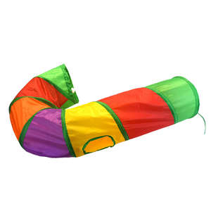 Tunnel interactif pliable 2 voies pour chat, style simple, passage roulant arc-en-ciel en polyester durable pour animaux de compagnie - Product Image 3