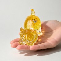Figurine de chat en résine artisanale avec copeaux de cristal naturel, motif animal mignon, pour la décoration (vente en gros)