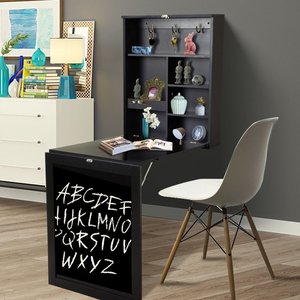 Modern Home Hanging <strong>Foldable</strong> <strong>Wall</strong> Mounting Table <strong>Desk</strong>, Wooden <strong>Foldable</strong> Folding Table with Blackboard - Product Image 3
