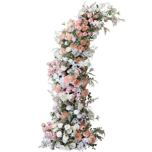 Arche de fleurs élégante en soie artificielle de luxe, roses colorées, support en forme de corne, toile de fond murale pour <span class=keywords><strong>mariage</strong></span>, événement, anniversaire, remise de diplôme - Product Image 1