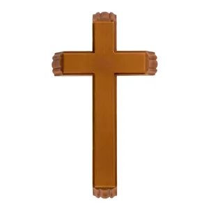 Grosir salib kayu Salib Katolik Kristen gantung salib dinding kayu untuk dinding aprikot kayu karet