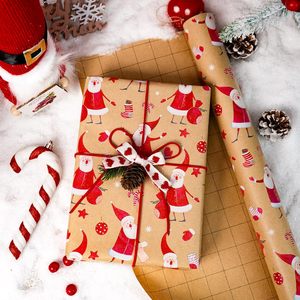 Kraft Christmas Wrapping <b>Paper</b> Santa <b>Pattern</b> 17 In X 33 Ft Recyclable Gift Packaging <b>Paper</b> - Product Image 5
