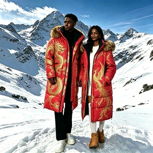 Doudoune en duvet d'oie super épaisse 560g, décontractée, imperméable et coupe-vent, pour femme et homme, longue jusqu'aux genoux, pour froid extrême, col montant, grande taille - Product Image 6