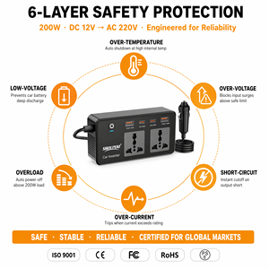 <span class=keywords><strong>Inverter</strong></span> per Auto Professionale, Adattatore Caricabatterie DC <span class=keywords><strong>12V</strong></span> <span class=keywords><strong>a</strong></span> AC <span class=keywords><strong>220V</strong></span>, Caricatore per Notebook e Dispositivi Mobili - Product Image 4