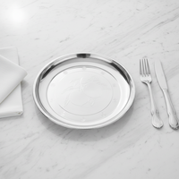 Assiette en acier inoxydable avec motif incrusté d'or, écologique, qualité alimentaire, style américain, pour dîner scolaire, familial ou de fête, fabriquée en Chine