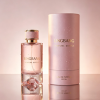 Flacons de parfum ronds en verre transparent de luxe 30 ml, 50 ml, 100 ml, flacons de parfum roses uniques avec boîte