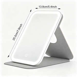 Espejo de Maquillaje Giratorio de Mesa con Luz LED Regulable de 3 Colores, Recargable, con Control Táctil, de Cuero PU, para Viajes, con Soporte para <span class=keywords><strong>iPod</strong></span> - Product Image 4
