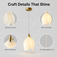 Lustre long de luxe en forme de fleur de magnolia, suspension nordique en porcelaine multi-têtes rotative pour escalier à plafond haut