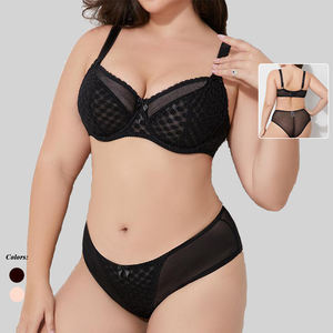 Nouveau Push Mince Dentelle Couverture Complète Soutien-Gorge Hipster Ensemble Respirant En Gros Minceur Anti-Affaissement <span class=keywords><strong>Lingerie</strong></span> pour Plus La Taille Couleur Unie - Product Image 1