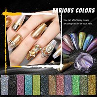 Kit de poudre à ongles chromée, ensemble de poudre à paillettes ultra fine noire et bleue, pigment néon arc-en-ciel, poussière de paillettes pour manucure