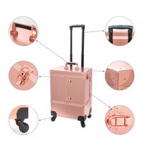 KONCAI Valise de Maquillage Professionnelle Rose Doré sur Roulettes pour Tatouage et Cosmétiques, Chariot de Beauté Multifonctionnel