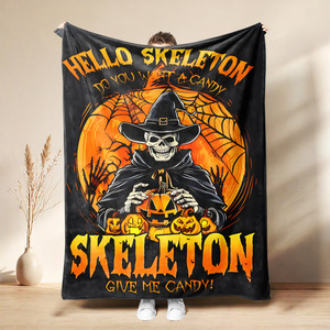Couverture en flanelle à motifs d'Halloween, couverture de sieste, décoration d'automne, motif Trick or Treat, super douce et confortable pour la chaleur hivernale - Product Image 4