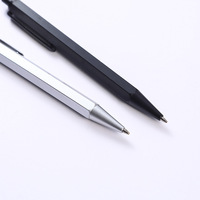 Bolígrafo Metálico Hexagonal Negro Mate Plateado con Clic, Personalizable con Logotipo de Marca, Bolígrafo de Escritura Premium para Oficina, Regalo Corporativo