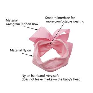 Fasce per capelli con fiocco in nastro Grosgrain all'ingrosso <span class=keywords><strong>fascia</strong></span> per capelli elastica in Nylon per neonate accessori per capelli fatti a mano per neonate - Product Image 4