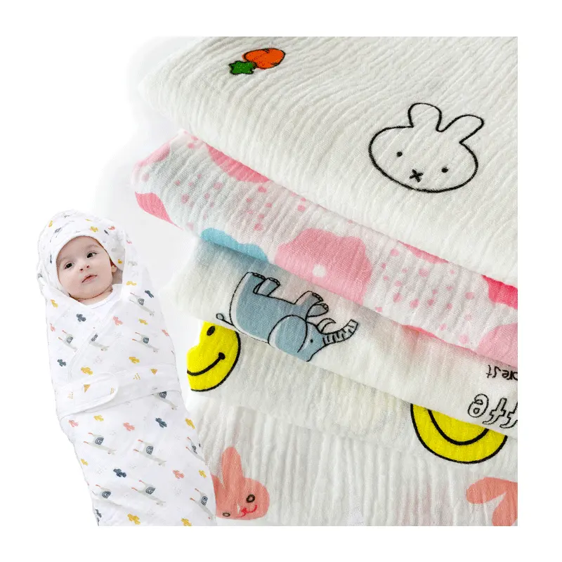 Hoge Kwaliteit Zacht 100% Katoen Gedrukt Gaas Crêpe Stof Voor Baby Vrouw Jurk Broek Pyjama