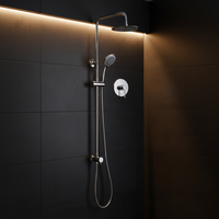 Système de douche mural moderne en laiton pour salle de bain, thermostatique, finition chromée, mitigeur de douche à levier unique, barre coulissante, 2 trous
