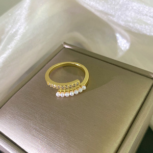 Nuovo Anello Aperto Placcato Oro Rosa con Perla per Donne, in Rame Placcato Oro Vero con Zirconi Incastonati, Gioiello Versatile Popolare <span class=keywords><strong>Online</strong></span> - Product Image 2