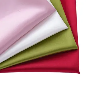 saree material twill Custom, Color Solid Silk 123gsm 100% Polyester Shantung Satin Slub Fabric for Women Dress/ Pajamas/