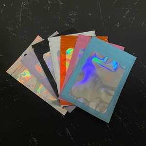 Nouvelle qualité couleur transparente petit Pvc rose emballage en plastique Logo personnalisé fermeture à glissière sac hologramme pour bijoux - Product Image 4