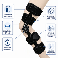 Attelle de soutien respirante pour genou et membre inférieur, en alliage, plastique et tissu composite, pour fracture, plaque en demi-lune, entorse des ligaments