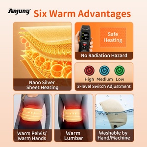 ANJUNY ผ้าห่มไฟฟ้า2-in-1 USB, แผ่นทำความร้อนกำมะหยี่ซักได้ควบคุมอุณหภูมิที่อุ่นมือมดลูกเข็มขัดนวดเอว - Product Image 2