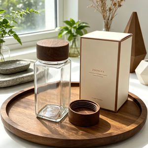 Couvercle en bois de noyer personnalisé pour bocaux de conservation en verre, récipients à épices, boîtes de cuisine – Vente en gros - Product Image 4