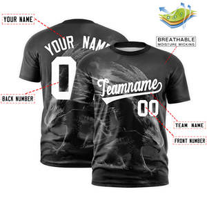 Maglietta personalizzata da uomo in poliestere con grafica feroce <span class=keywords><strong>aquila</strong></span> abbigliamento sportivo sublimato oversize Top con nome della squadra e stampa numero - Product Image 4