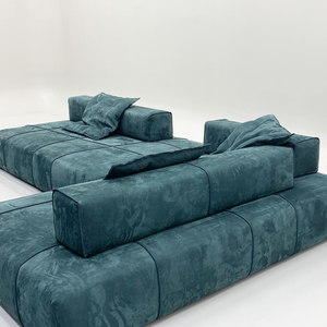 Divano Modulare a L Minimalista <span class=keywords><strong>Italiano</strong></span> in Velluto Moderno con Chaise Longue per Soggiorno - Product Image 2