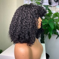 Peluca de Cabello Humano Virgen 100% SDD con Flequillo y Rizos Pixie, Cabello Crudo de Vietnam, 250% Super Double Drawn