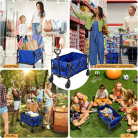 Chariot de camping pliable multifonctionnel pour jardin extérieur, chariot de plage portable à double plateau, chariot pliable en acier, plateforme à outils