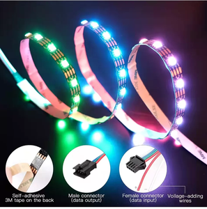 DC12V WS2815 アドレス指定可能な RGB LED ストリップライト デュアル信号 ブレークポイント再開可能 プログラム可能なフルカラーピクセルテープ 60leds/m IP65 - Product Image 5