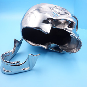 Crâne en métal réaliste, artisanat en acier inoxydable, couleur alliage de zinc, décoration d'Halloween, utilisation en intérieur - Product Image 4