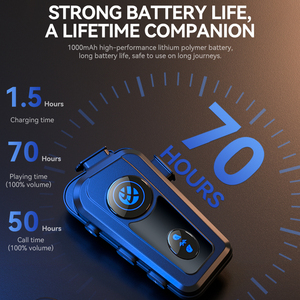 Fabricación de auriculares Bluetooth para motocicleta, batería de 1000mAh, 70 horas, Bluetooth 5,3, casco deportivo, auriculares con micrófono - Product Image 2