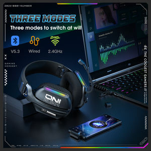 ONIKUMA GT808 Headphone gaming, headset over-ear Stereo 2.4GHz tiga mode, kabel + BT 5.3 dengan mikrofon RGB - Product Image 5