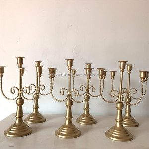A-079 Décoration d'intérieur, <span class=keywords><strong>chandelier</strong></span> à 3 cylindres, <span class=keywords><strong>chandelier</strong></span> de mariage, porte-bougie de table, 3 bras, 5 bras, candélabre en <span class=keywords><strong>métal</strong></span> - Product Image 1